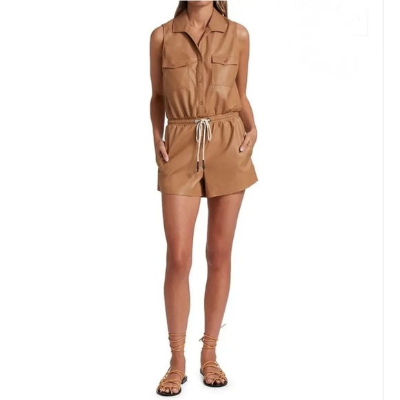 n.Philanthropy Stoke Faux Leather Romper in Camel Size XL NWT MSRP $198 - Picture 6 of 12
